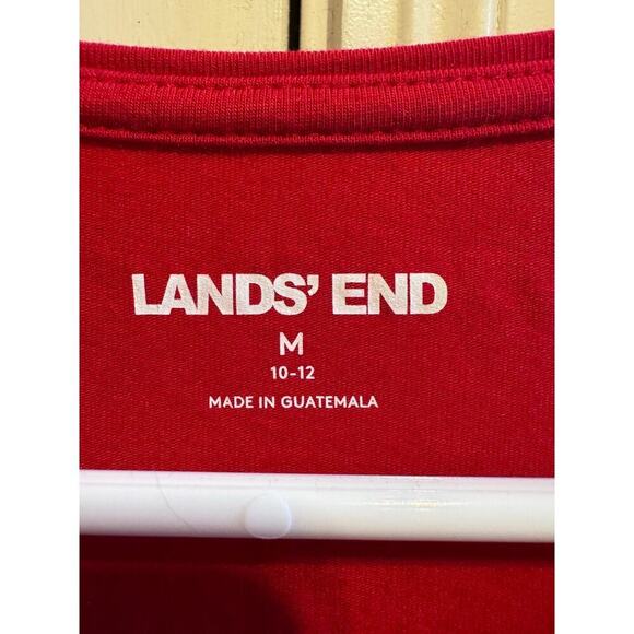 Lands' End Long Sleeve Soft Cotton Red Silver Star Stripes Shirt Crew Neck Sz M - Picture 5 of 6